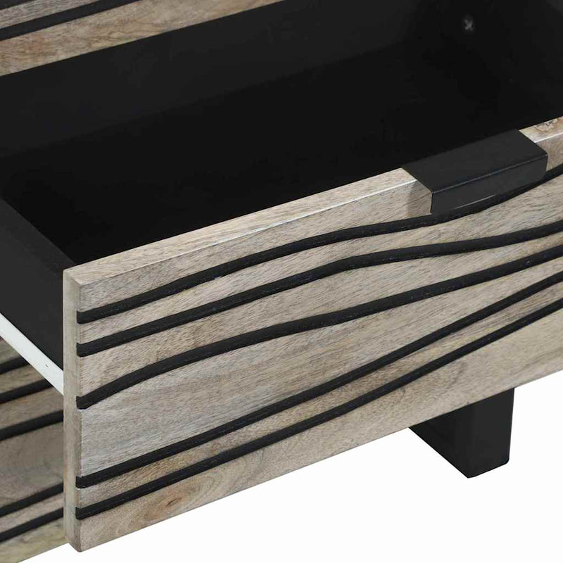 vidaXL Éjjeliszekrény Fehér és fekete 50 x 33 x 60 cm tömör mangófa