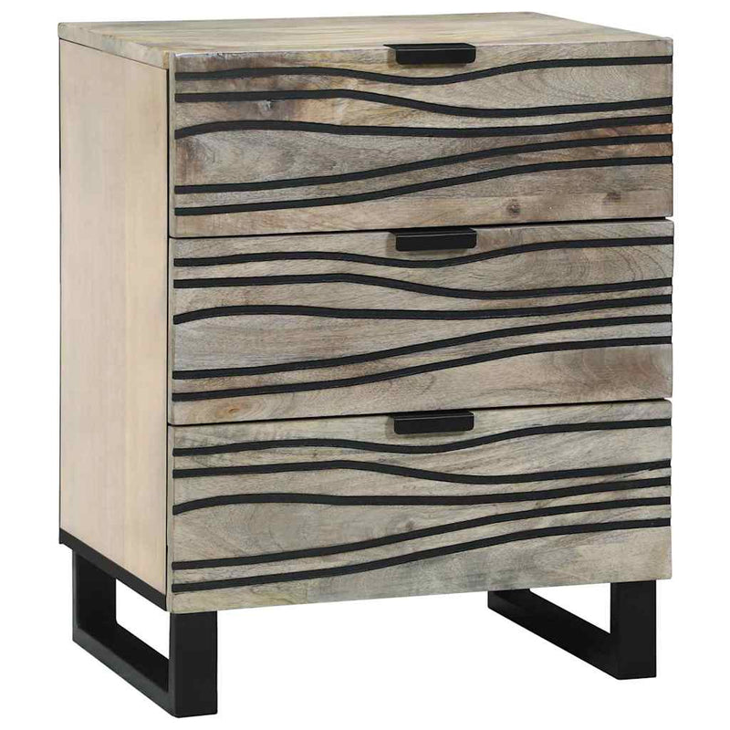 vidaXL Éjjeliszekrény Fehér és fekete 50 x 33 x 60 cm tömör mangófa