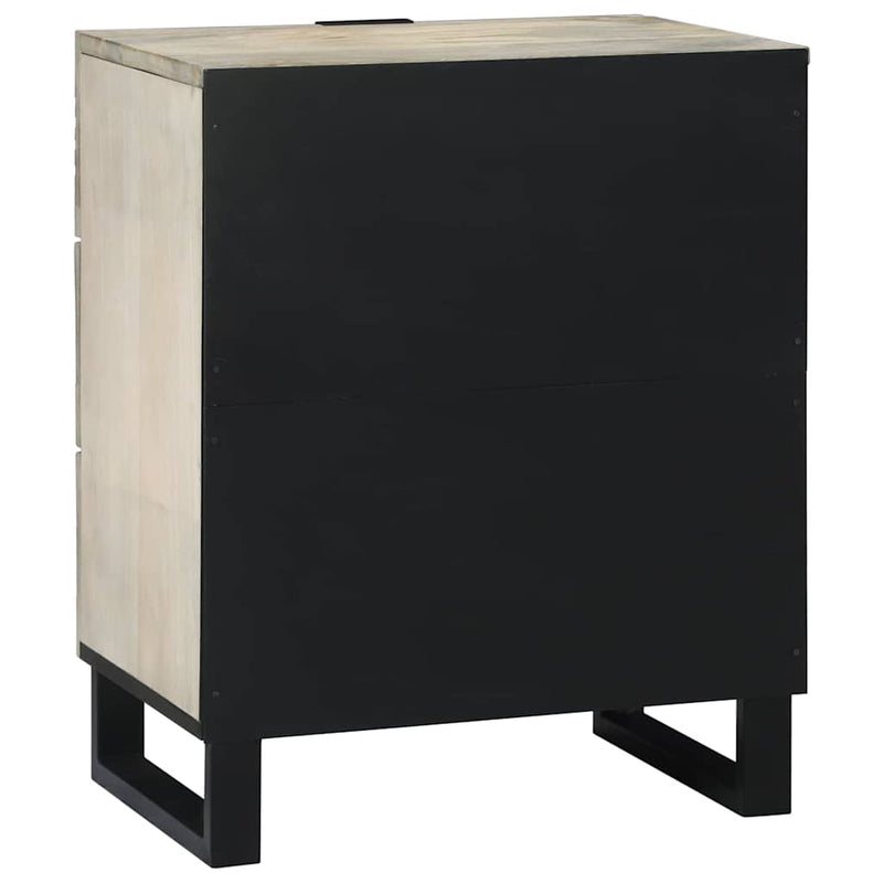 vidaXL Éjjeliszekrény Fehér és fekete 50 x 33 x 60 cm tömör mangófa