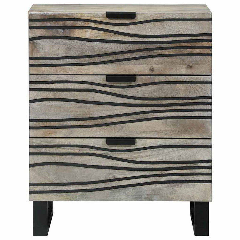 vidaXL Éjjeliszekrény Fehér és fekete 50 x 33 x 60 cm tömör mangófa