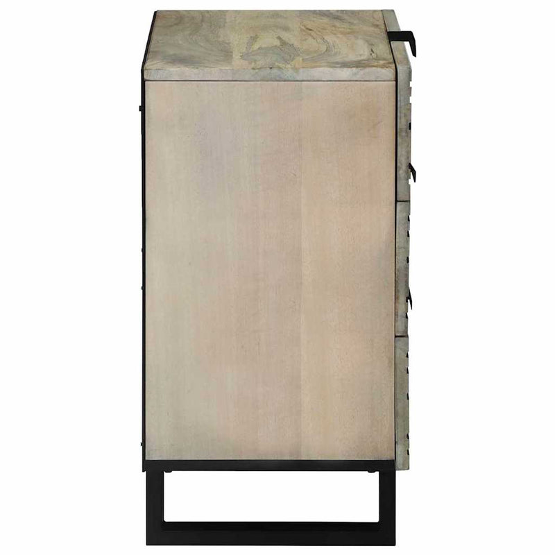 vidaXL Éjjeliszekrény Fehér és fekete 50 x 33 x 60 cm tömör mangófa