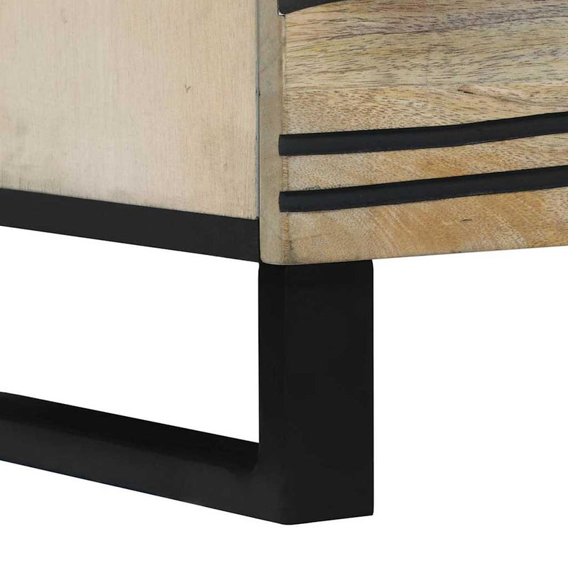 vidaXL Éjjeliszekrény Fehér és fekete 50 x 33 x 60 cm tömör mangófa