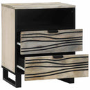 vidaXL Éjjeliszekrény Fehér és fekete 50 x 33 x 60 cm tömör mangófa