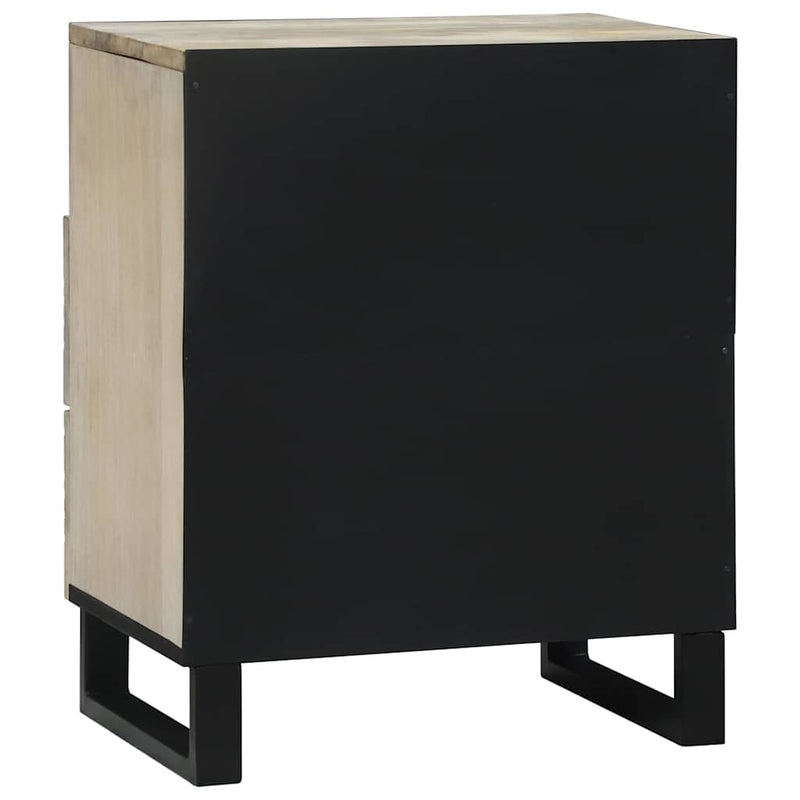 vidaXL Éjjeliszekrény Fehér és fekete 50 x 33 x 60 cm tömör mangófa