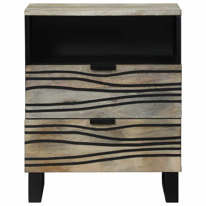 vidaXL Éjjeliszekrény Fehér és fekete 50 x 33 x 60 cm tömör mangófa