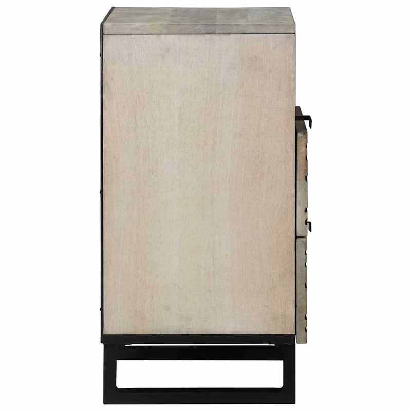 vidaXL Éjjeliszekrény Fehér és fekete 50 x 33 x 60 cm tömör mangófa