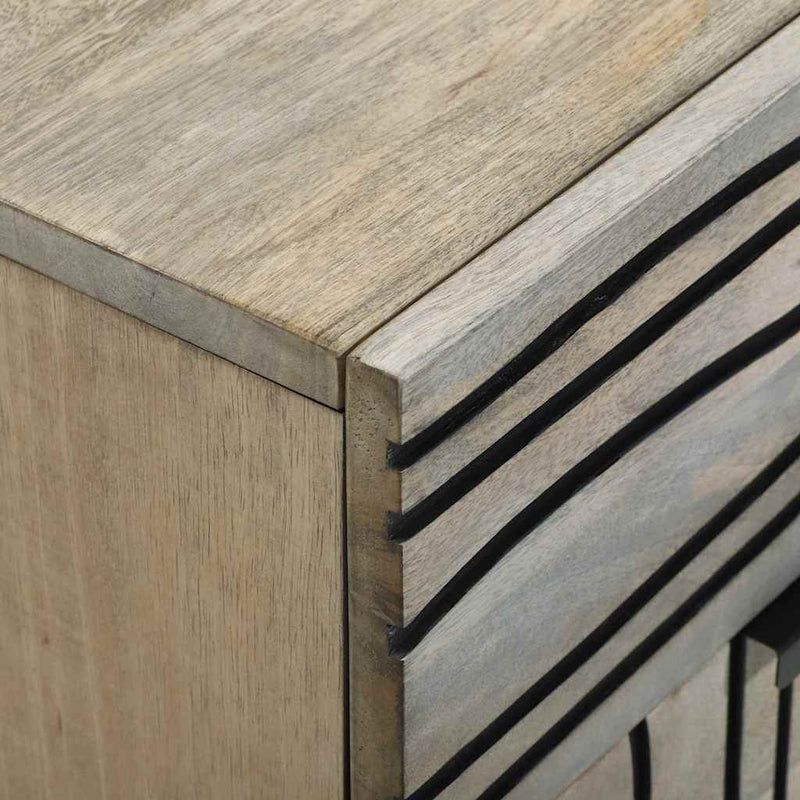 vidaXL Éjjeliszekrény Fehér és fekete 50 x 33 x 60 cm tömör mangófa