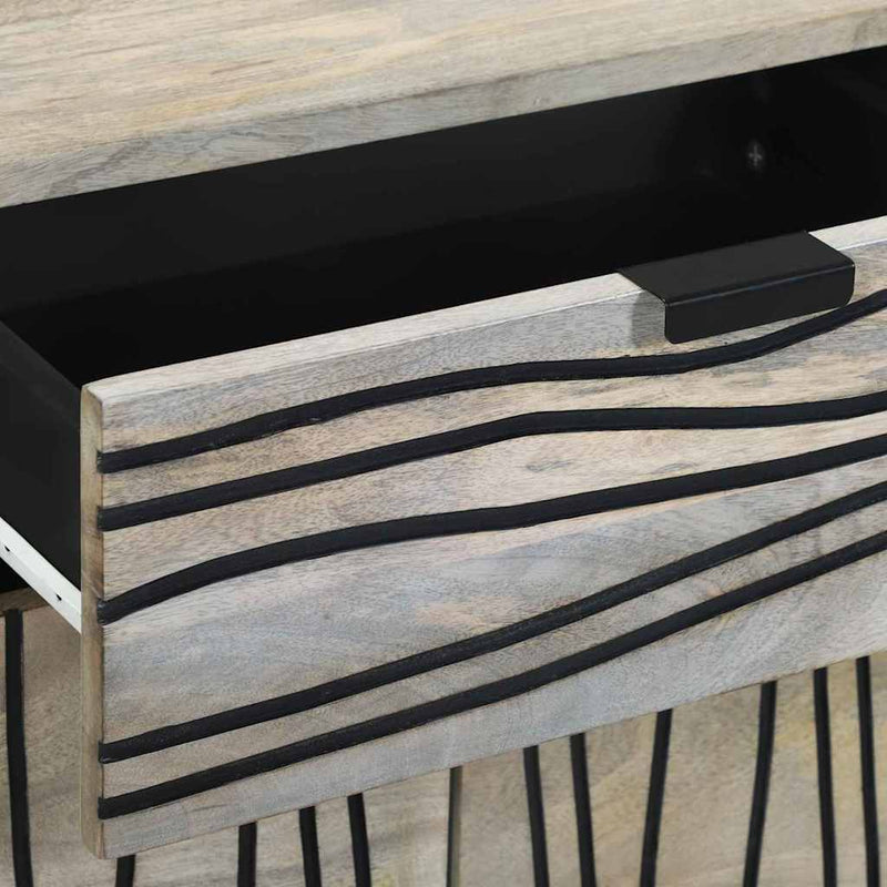 vidaXL Éjjeliszekrény Fehér és fekete 50 x 33 x 60 cm tömör mangófa