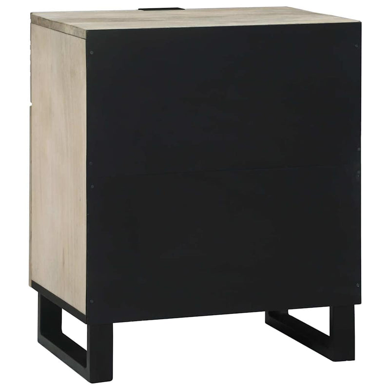 vidaXL Éjjeliszekrény Fehér és fekete 50 x 33 x 60 cm tömör mangófa