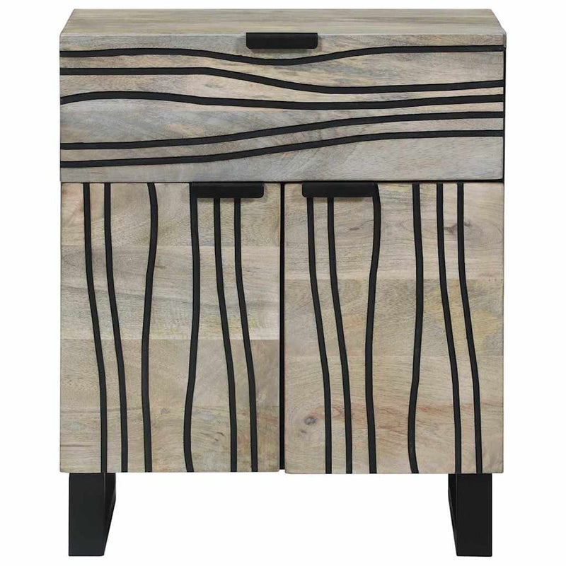 vidaXL Éjjeliszekrény Fehér és fekete 50 x 33 x 60 cm tömör mangófa