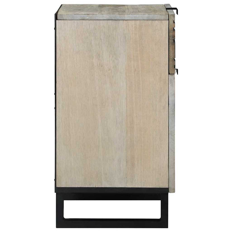 vidaXL Éjjeliszekrény Fehér és fekete 50 x 33 x 60 cm tömör mangófa
