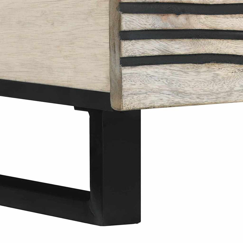 vidaXL Dohányzóasztal Fehér, Fekete 100 x 54 x 40 cm tömör mangófa