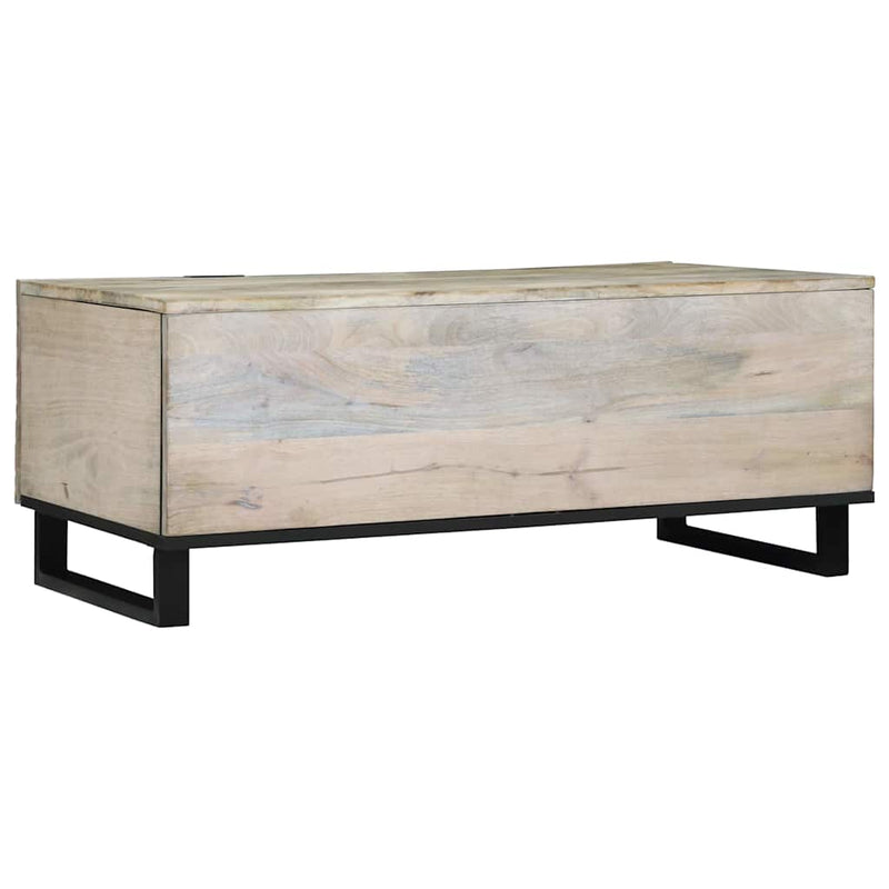 vidaXL Dohányzóasztal Fehér, Fekete 100 x 54 x 40 cm tömör mangófa