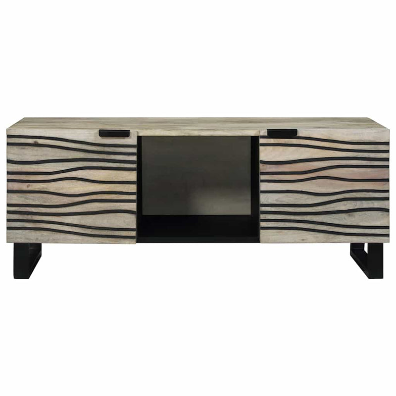 vidaXL Dohányzóasztal Fehér, Fekete 100 x 54 x 40 cm tömör mangófa