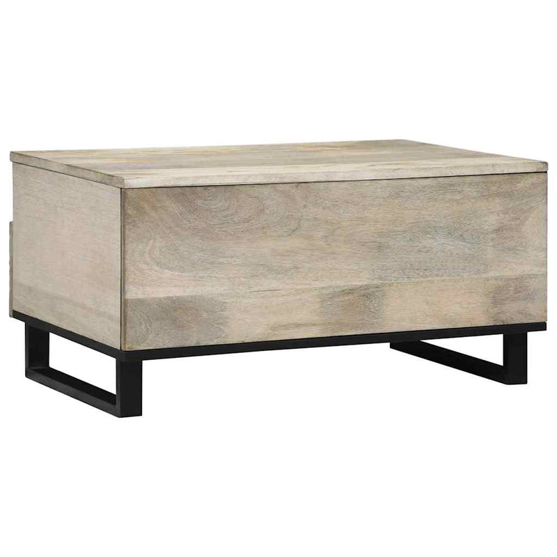 vidaXL Dohányzóasztal Fehér, Fekete 80 x 54 x 40 cm tömör mangófa