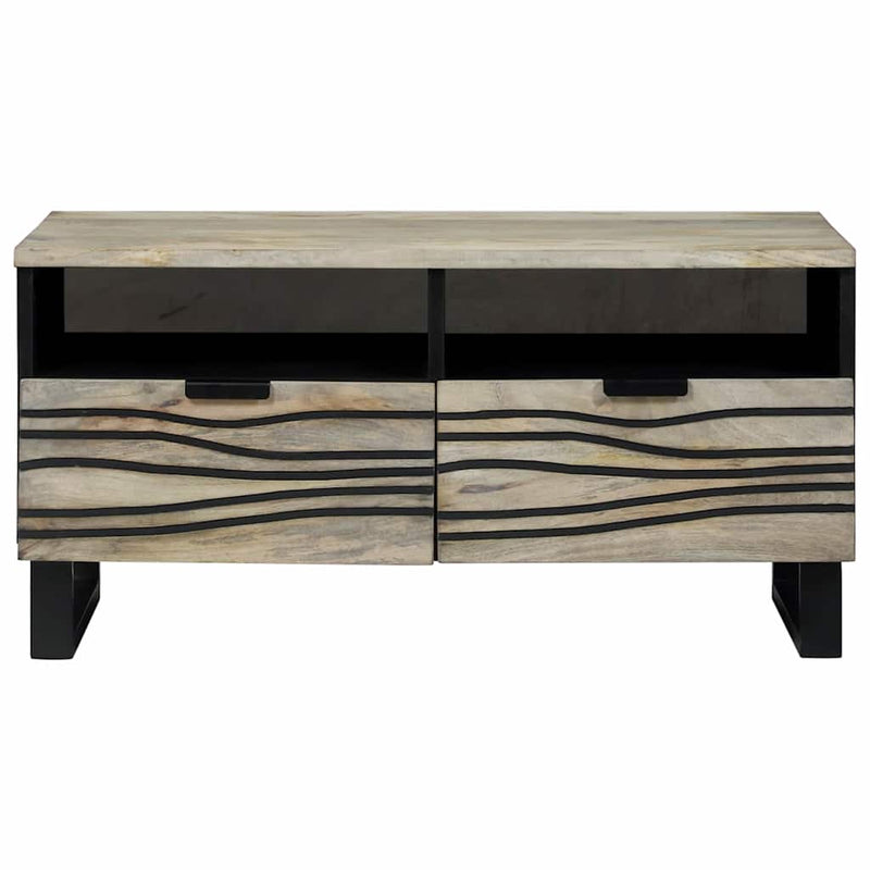 vidaXL Dohányzóasztal Fehér, Fekete 80 x 54 x 40 cm tömör mangófa