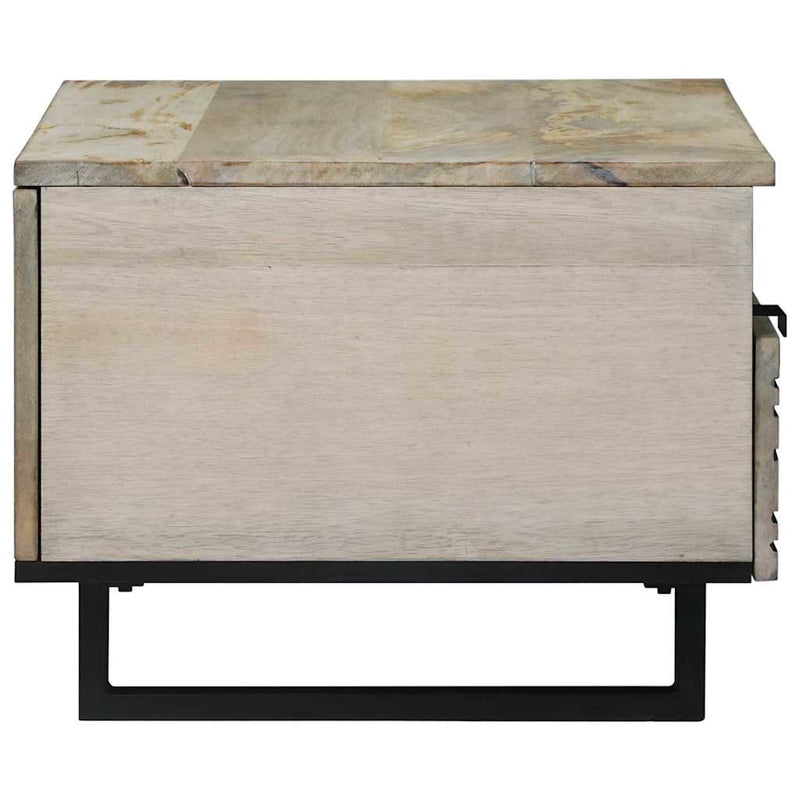 vidaXL Dohányzóasztal Fehér, Fekete 80 x 54 x 40 cm tömör mangófa
