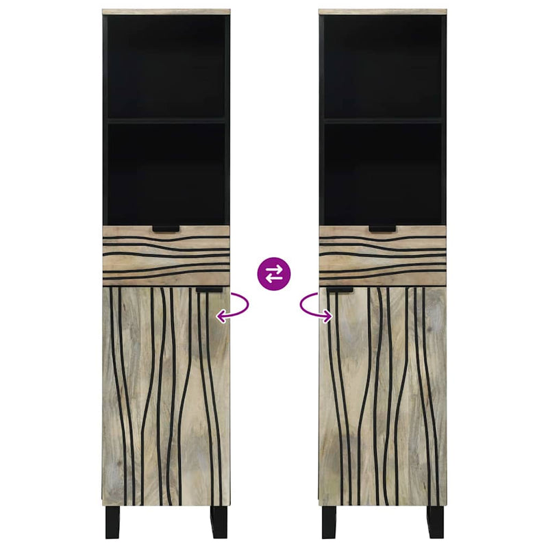 vidaXL Fürdőszoba Székény polcokkal Barna és fekete 38 x 33 x 160 cm