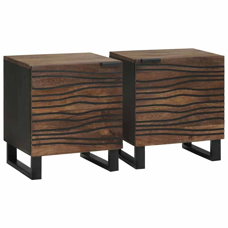 vidaXL Éjjeliszekrény 2 pcs Dió 40 x 33 x 46 cm tömör mangófa