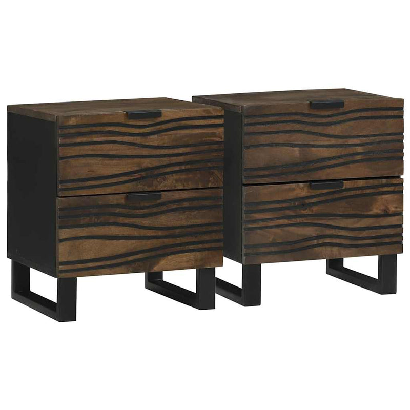 vidaXL Éjjeliszekrény fiókkal 2 pcs Dió 40 x 33 x 46 cm tömör mangófa