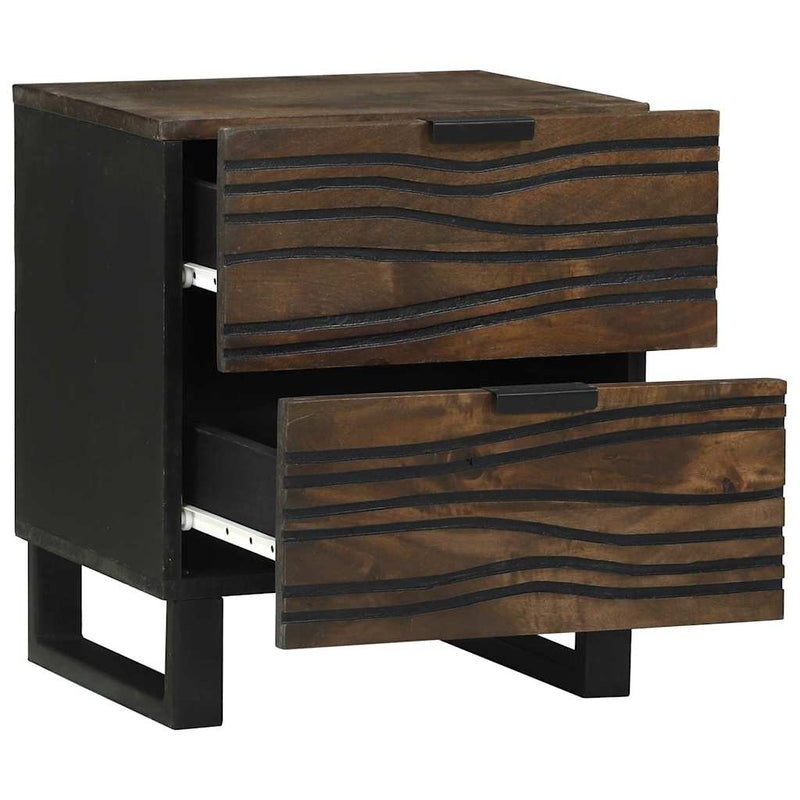 vidaXL Éjjeliszekrény fiókkal 2 pcs Dió 40 x 33 x 46 cm tömör mangófa