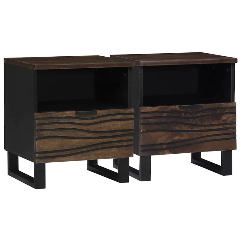 vidaXL Éjjeliszekrény fiókkal 2 pcs Dió 40 x 33 x 46 cm tömör mangófa