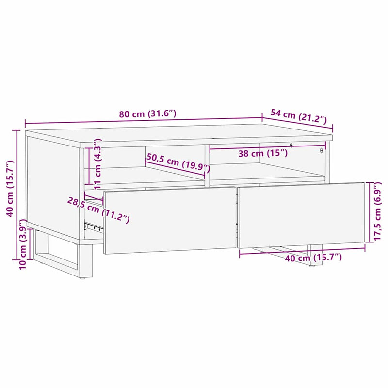 vidaXL Dohányzóasztal with Drawer Barna és fekete 80 x 54 x 40 cm