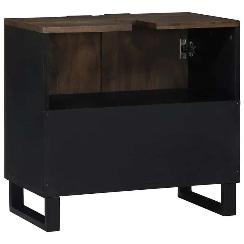 vidaXL Mosdószekrény Barna és fekete 62 x 33 x 58 cm Tömör mangófa