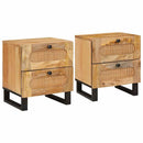 vidaXL Éjjeliszekrény 2 pcs Természetes 40 x 33 x 46 cm Tömör Mangófát