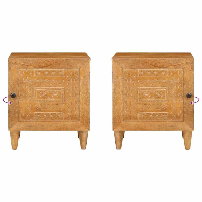 vidaXL Éjjeli asztal 2 pcs Világosbarna 40 x 33 x 46 cm tömör mangófa