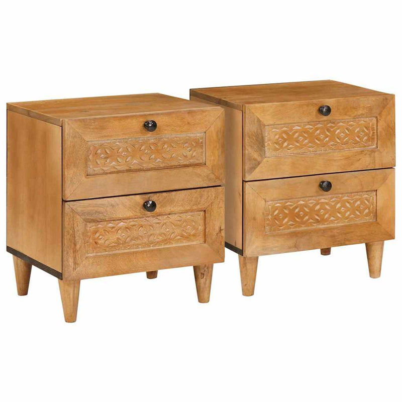 vidaXL Éjjeli asztal 2 pcs Világosbarna 40 x 33 x 46 cm tömör mangófa