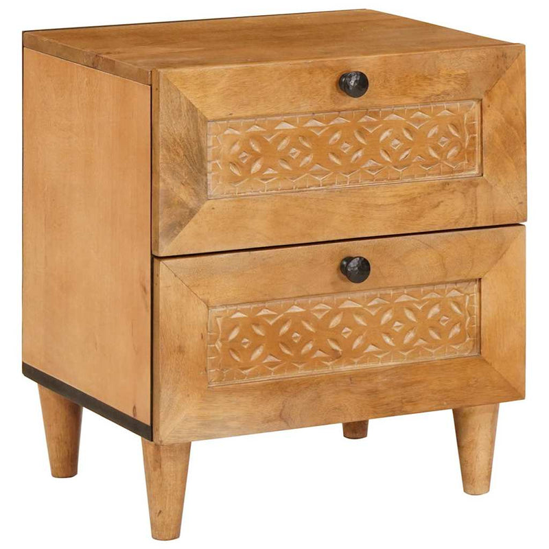 vidaXL Éjjeli asztal 2 pcs Világosbarna 40 x 33 x 46 cm tömör mangófa