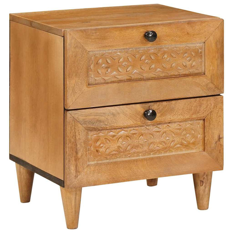 vidaXL Éjjeli asztal 2 pcs Világosbarna 40 x 33 x 46 cm tömör mangófa