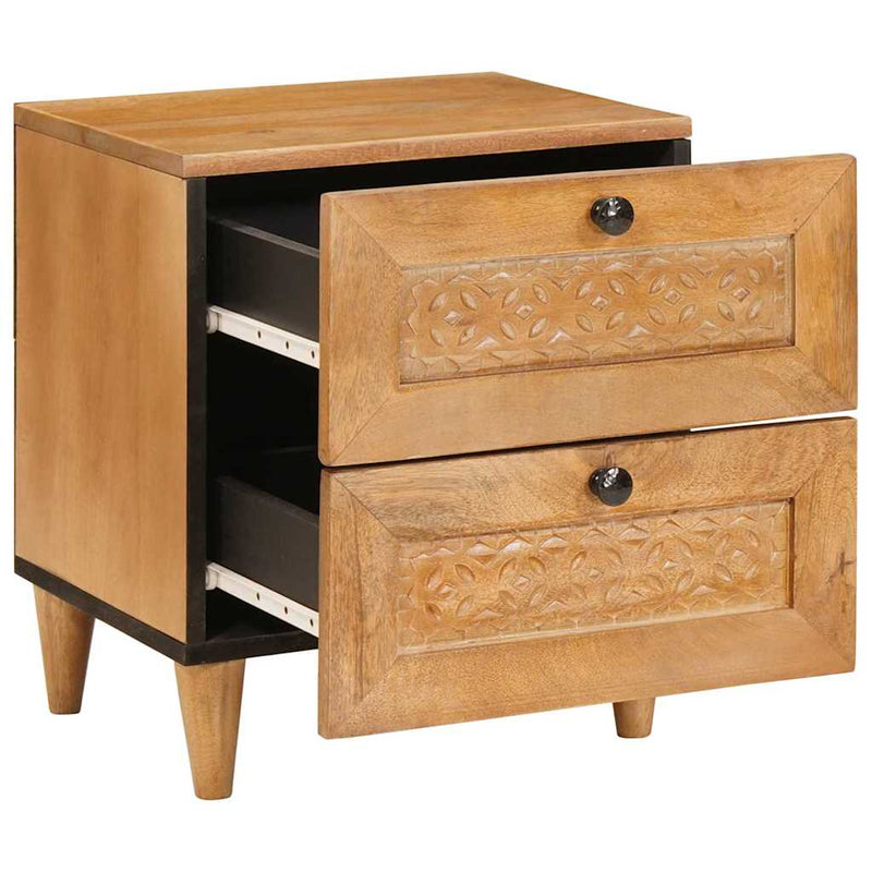 vidaXL Éjjeli asztal 2 pcs Világosbarna 40 x 33 x 46 cm tömör mangófa