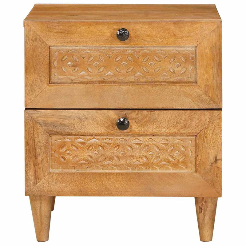 vidaXL Éjjeli asztal 2 pcs Világosbarna 40 x 33 x 46 cm tömör mangófa