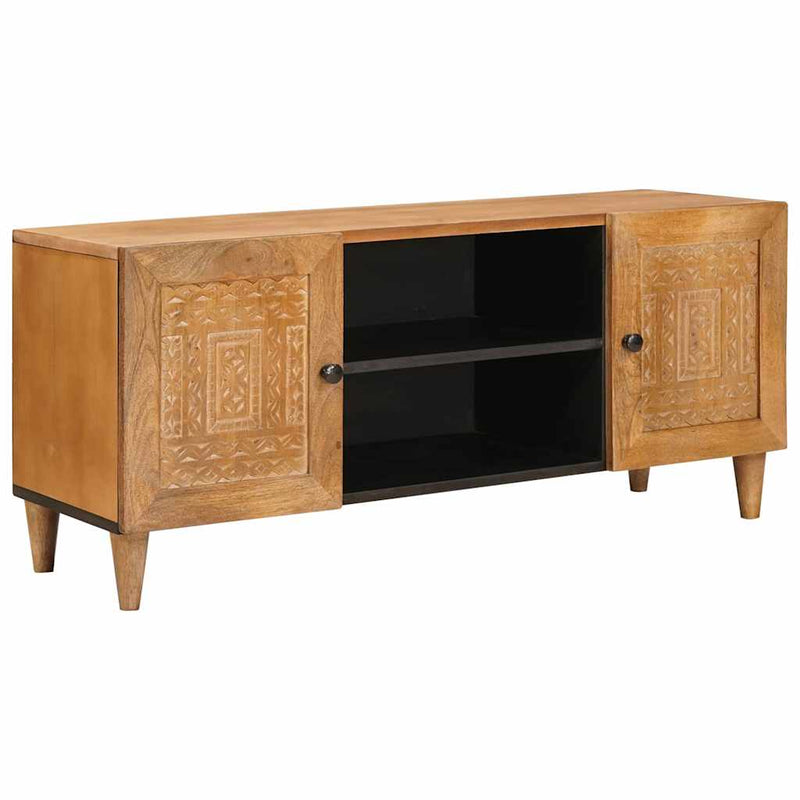 vidaXL TV szekrény ajtóval Világosbarna 105 x 33 x 46 cm tömör mangófa