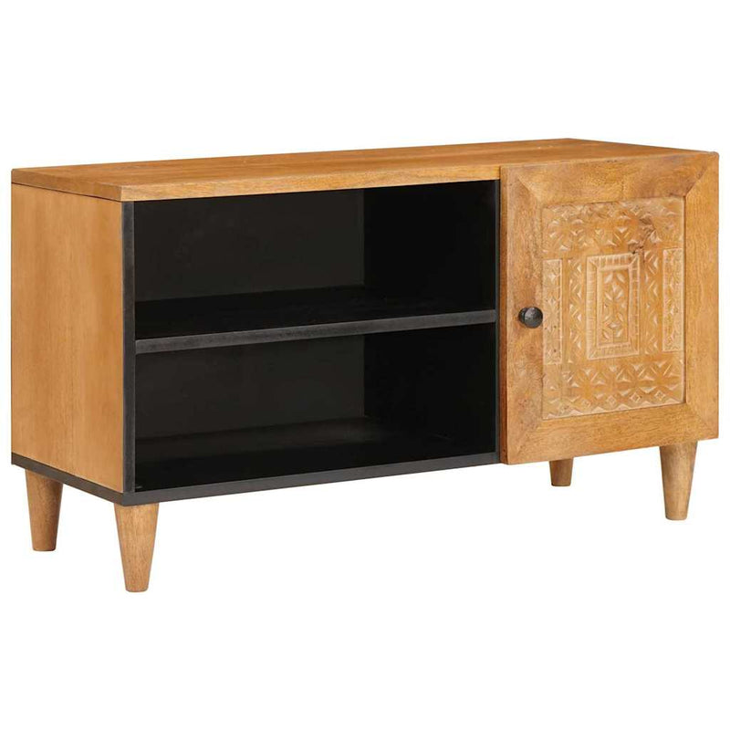 vidaXL TV szekrény ajtóval Világosbarna 80 x 33 x 46 cm tömör mangófa