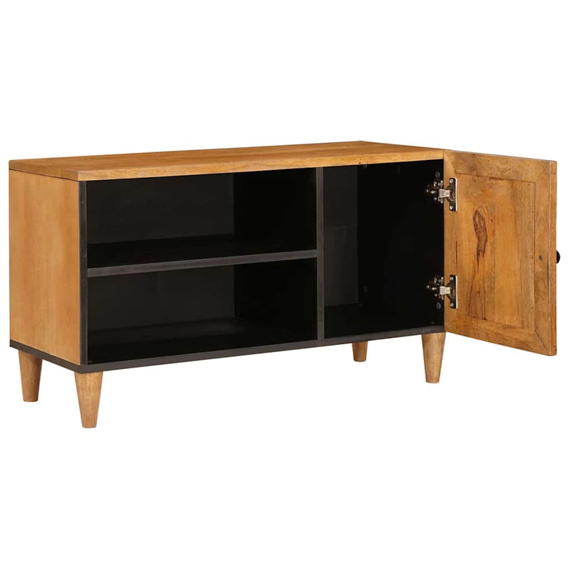 vidaXL TV szekrény ajtóval Világosbarna 80 x 33 x 46 cm tömör mangófa