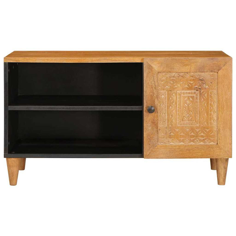 vidaXL TV szekrény ajtóval Világosbarna 80 x 33 x 46 cm tömör mangófa