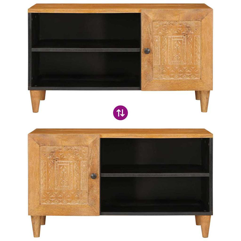 vidaXL TV szekrény ajtóval Világosbarna 80 x 33 x 46 cm tömör mangófa