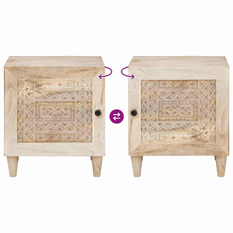 vidaXL Éjjeli asztal Bézs 40 x 33 x 46 cm tömör mangófa