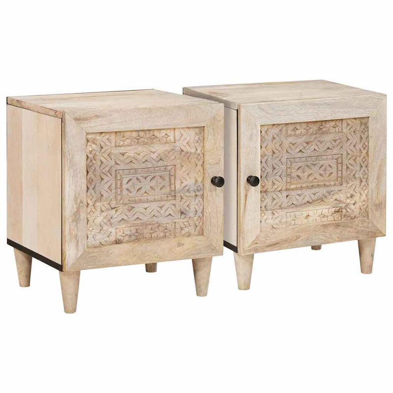 vidaXL Éjjeli asztal 2 pcs Bézs 40 x 33 x 46 cm tömör mangófa