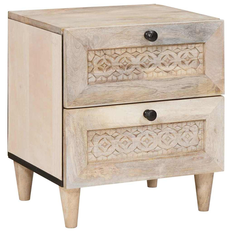 vidaXL Éjjeli asztal fiókkal Bézs 40 x 33 x 46 cm tömör mangófa