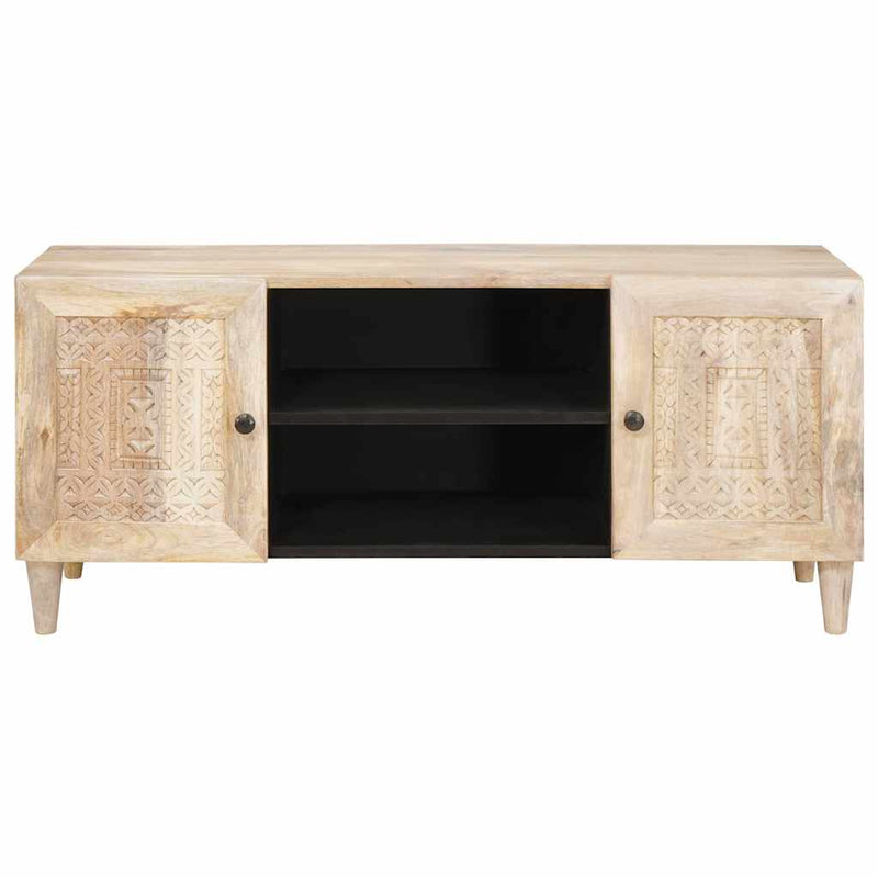 vidaXL TV szekrény polcokkal Fehér 105 x 33 x 46 cm tömör mangófa