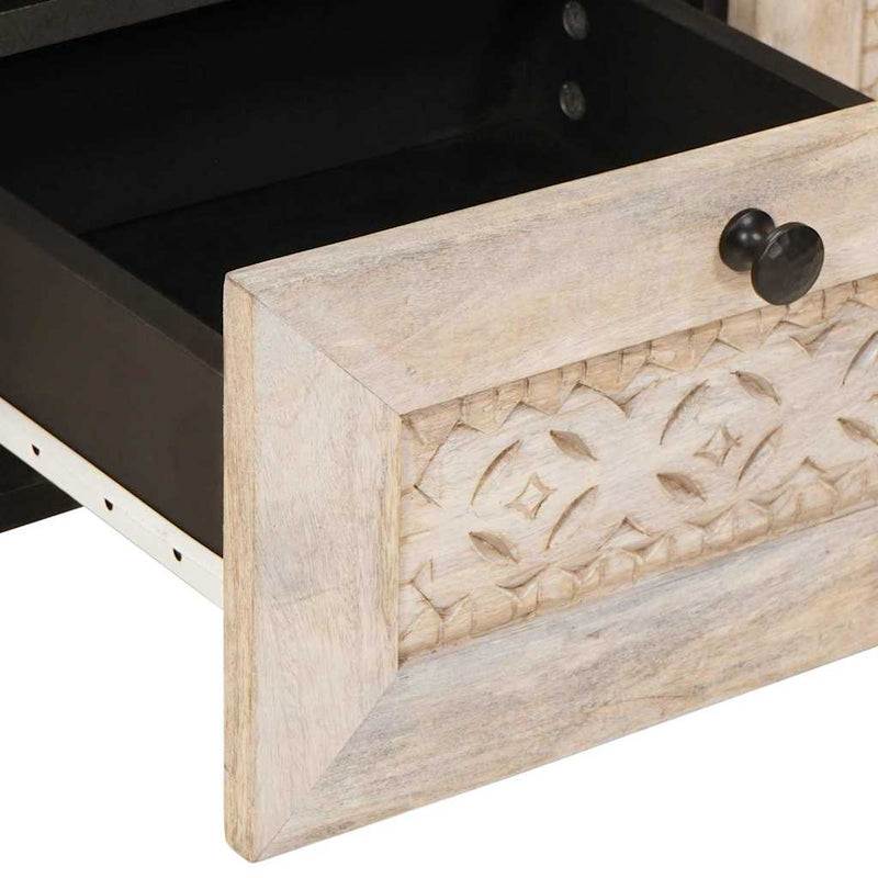 vidaXL TV szekrény fiókkal Fehér 70 x 33 x 46 cm tömör mangófa