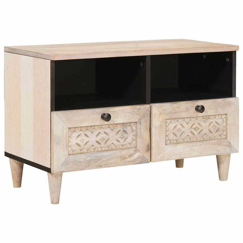 vidaXL TV szekrény fiókkal Fehér 70 x 33 x 46 cm tömör mangófa