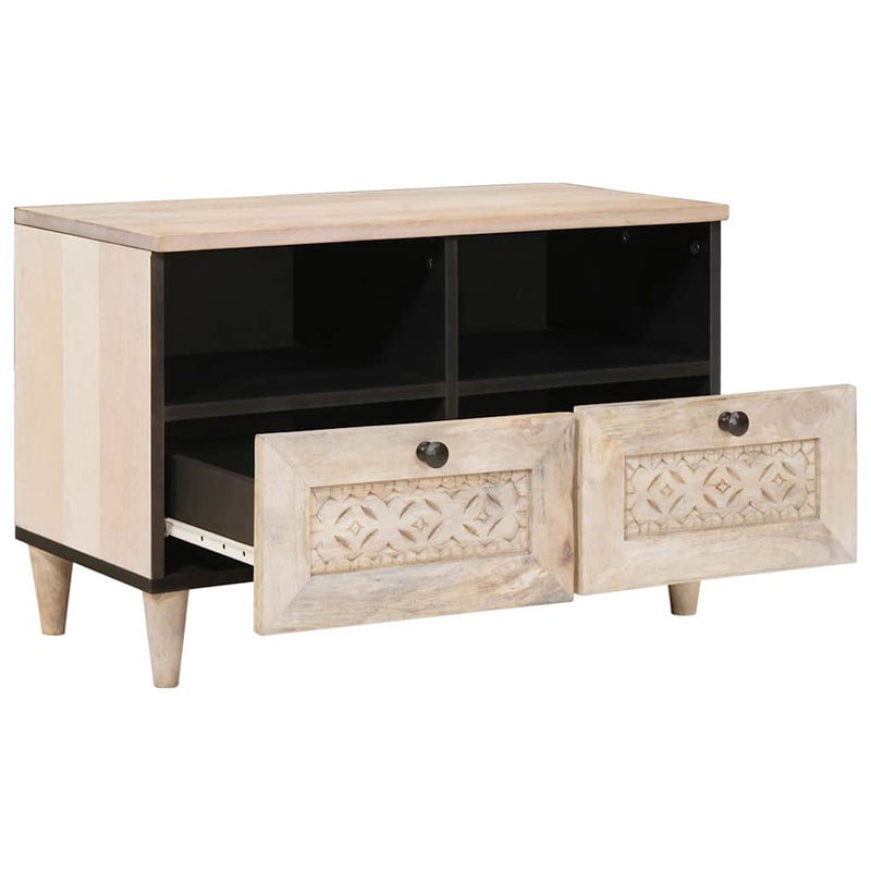 vidaXL TV szekrény fiókkal Fehér 70 x 33 x 46 cm tömör mangófa