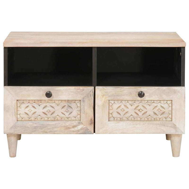 vidaXL TV szekrény fiókkal Fehér 70 x 33 x 46 cm tömör mangófa