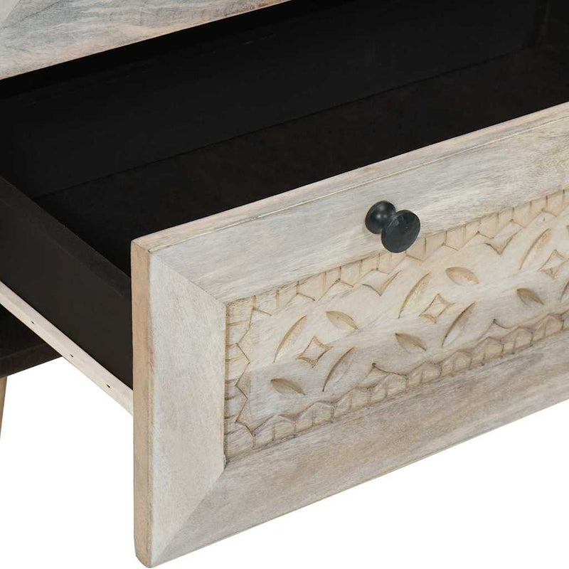 vidaXL Széf fiókkal tárolóval Fehér 60 x 33 x 75 cm tömör mangófa