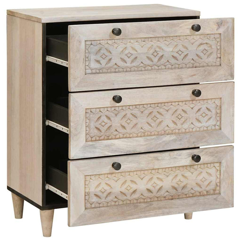 vidaXL Széf fiókkal tárolóval Fehér 60 x 33 x 75 cm tömör mangófa